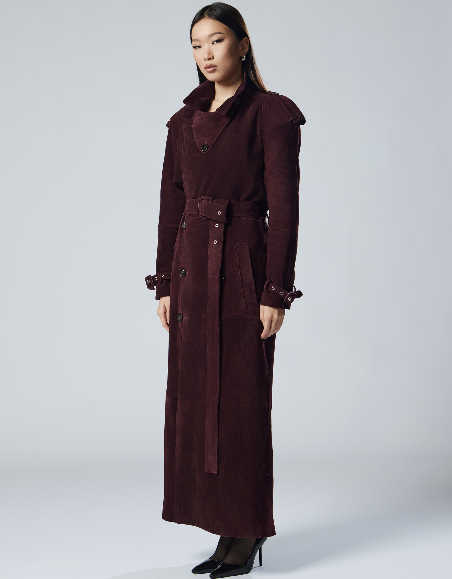 Limited edition CAMERON suede leather trench coat