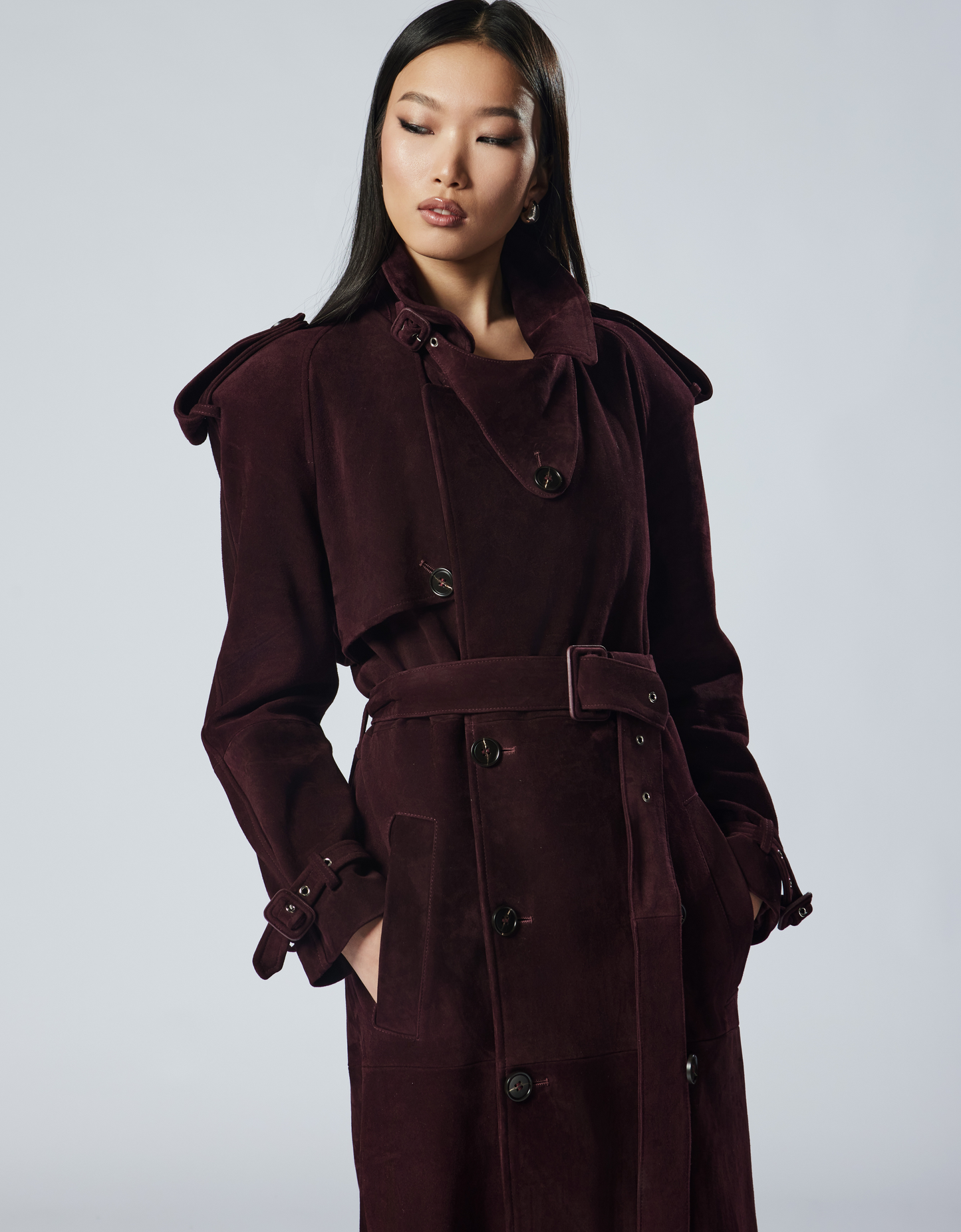 Limited edition CAMERON suede leather trench coat