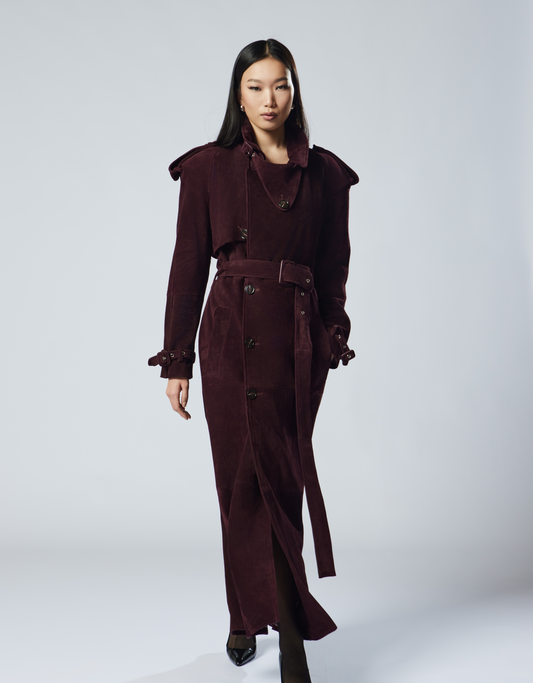 Limited edition CAMERON suede leather trench coat