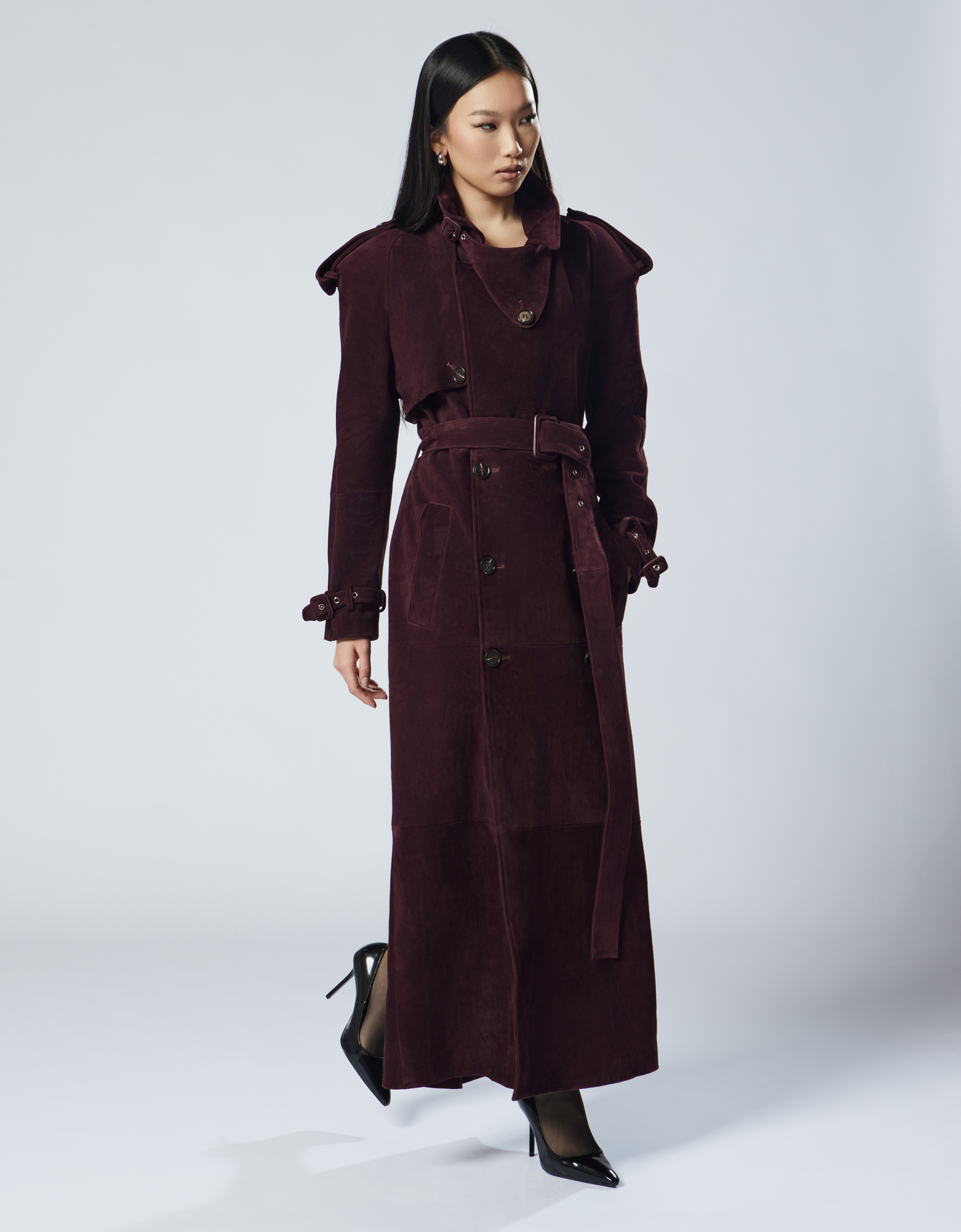 Limited edition CAMERON suede leather trench coat