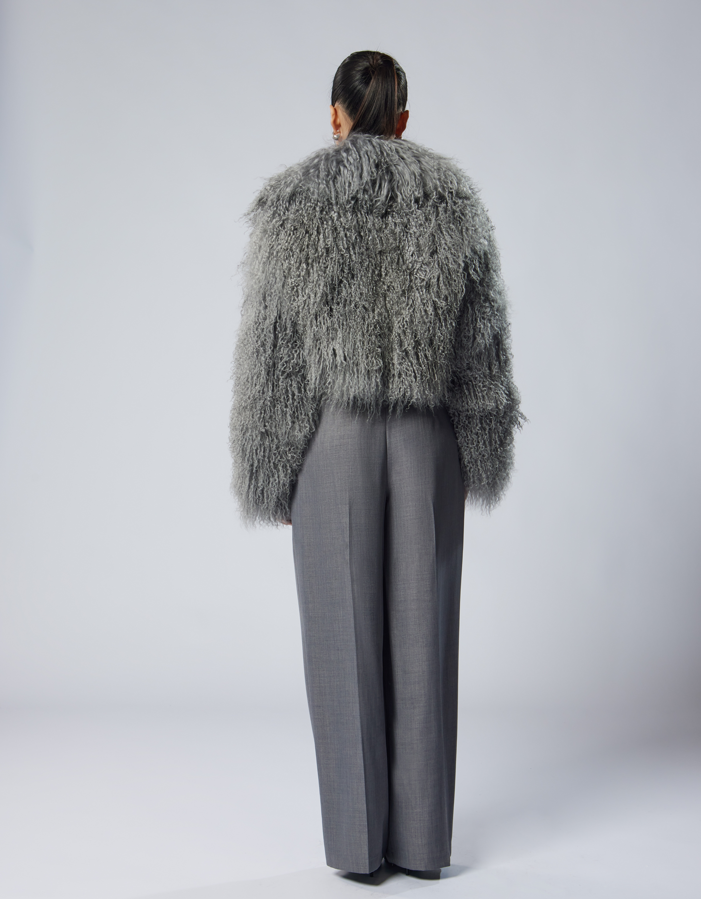 DINA grey Mongolian coat with english collar 47 cm
