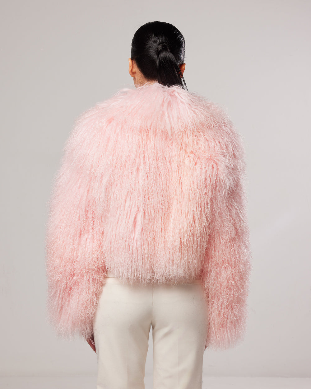 Rosée Pink Mongolian Coat with english collar