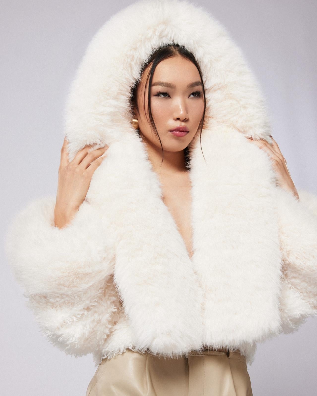 ORIEN faux fur hooded coat