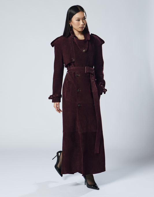 Limited edition CAMERON suede leather trench coat