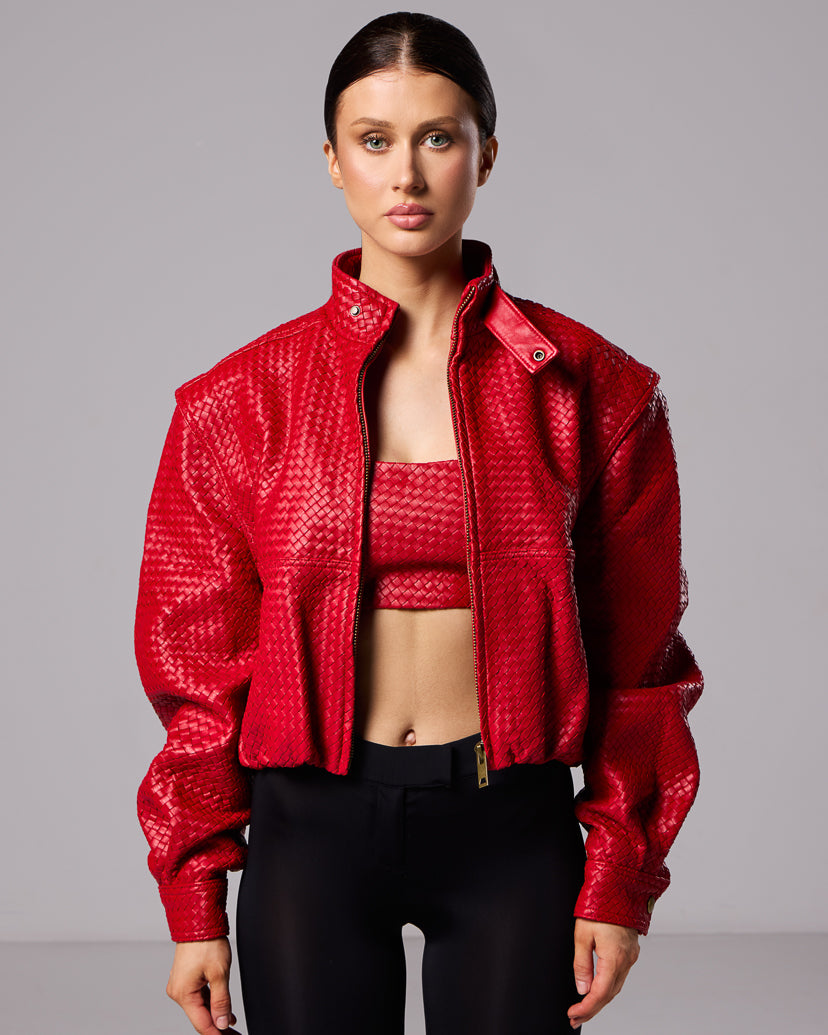 Cerise woven bandeau top