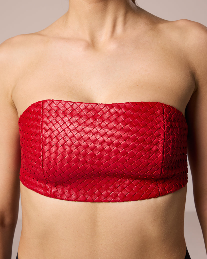Cerise woven bandeau top