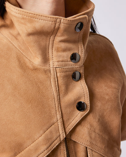 Nara suede biker jacket in light camel