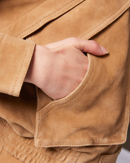 Nara suede biker jacket in light camel