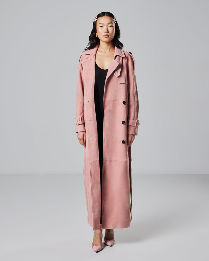 Colette suede trench coat
