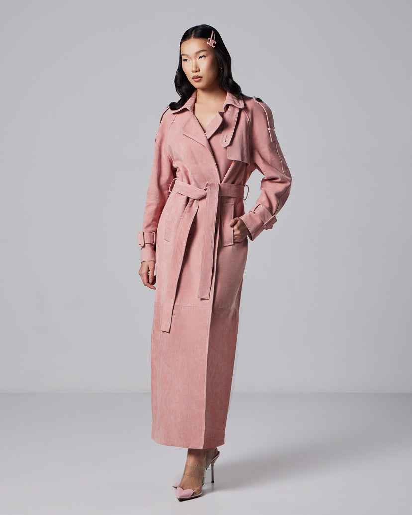 Colette suede trench coat