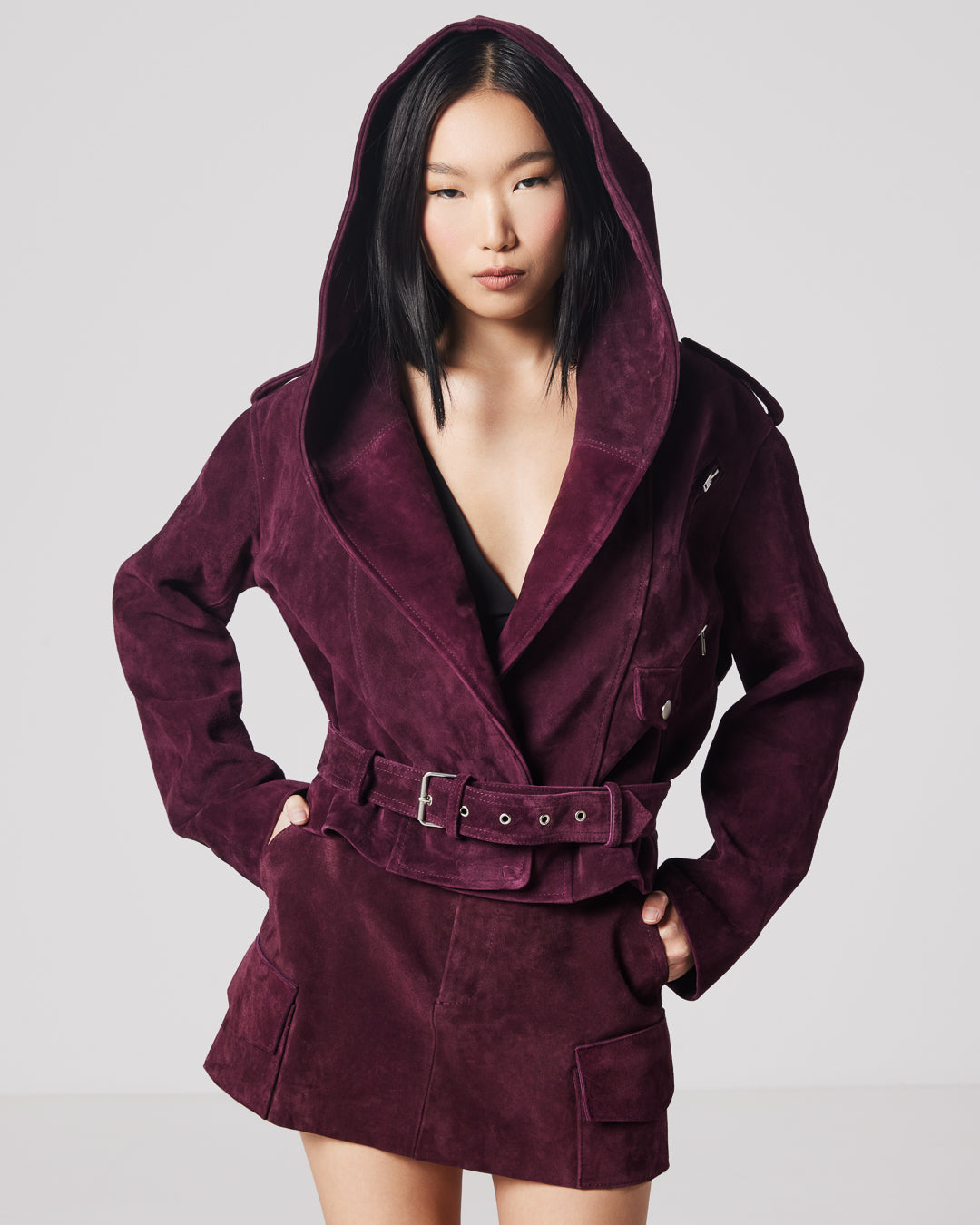 Astrid hooded biker jacket