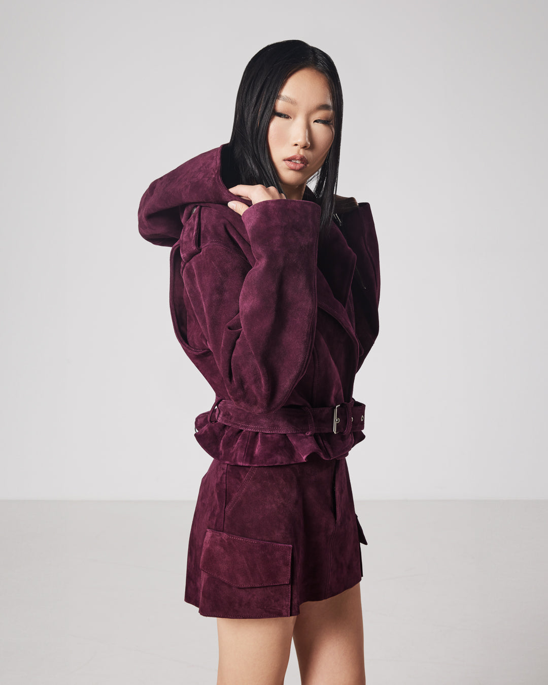 Astrid hooded biker jacket