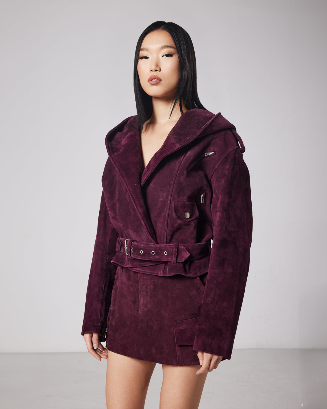 Astrid hooded biker jacket